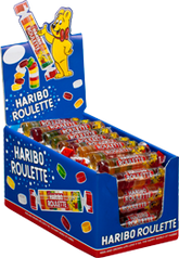Haribo Roulette Gummy Candy (Box of 36 Rolls)